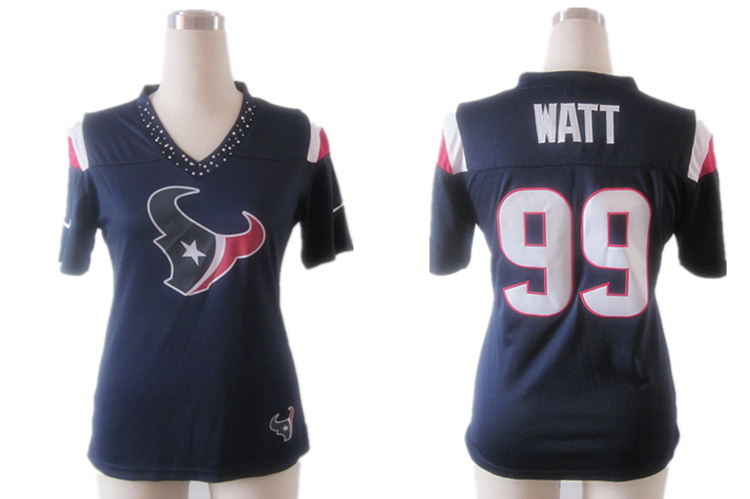 Blue J.J. Watt EM FAN Field Flirt Fashion Womens Nike 2012 NFL Houston Texans #99 Jersey