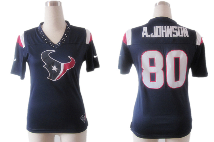 Andre Johnson EM FAN Field Flirt Fashion Blue jersey, Houston Texans #80 Nike 2012 NFL Womens jersey