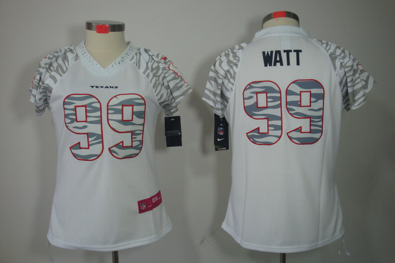 Women Nike #99 white Zebra Field Flirt Fashion Watt Houston Texans jersey