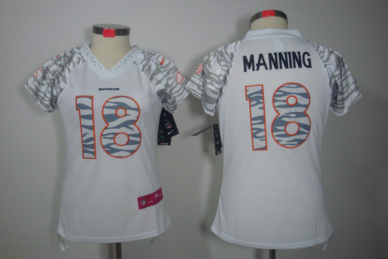 Denver Broncos #18 Manning Women Nike jersey in Zebra Field Flirt Fashion