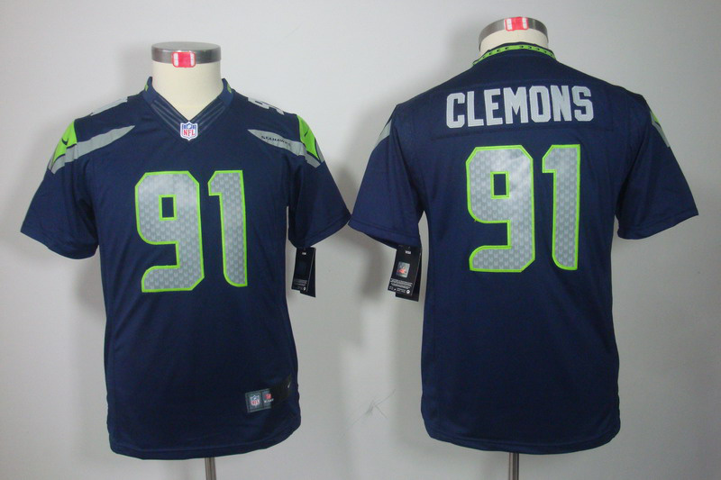 #91 Chris Clemons blue Youth Nike Seattle Seahawks Limited Jersey