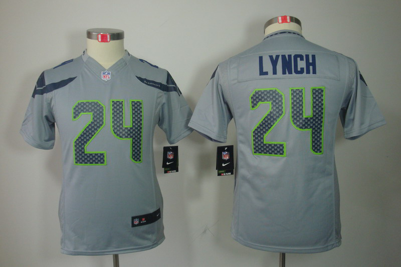 Lynch Jersey: Limited Youth #24 Youth Nike Seattle Seahawks Jersey in grey