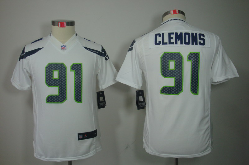 white Chris Clemons Youth Nike Seahawks Limited #91 Jersey