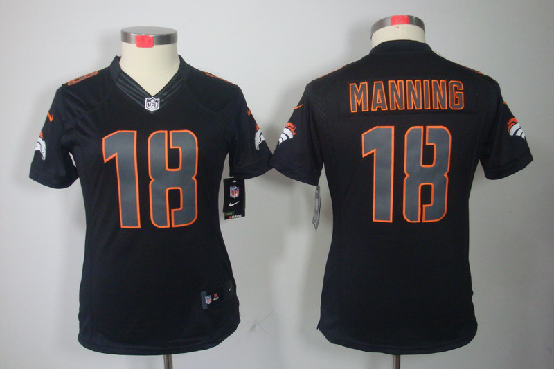 Womens Nike Broncos #18 Manning Black Impact Limited Jersey