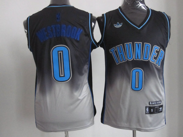 Westbrook black grey Jersey, NBA Oklahoma City Thunder #0 Revolution 30 Jersey