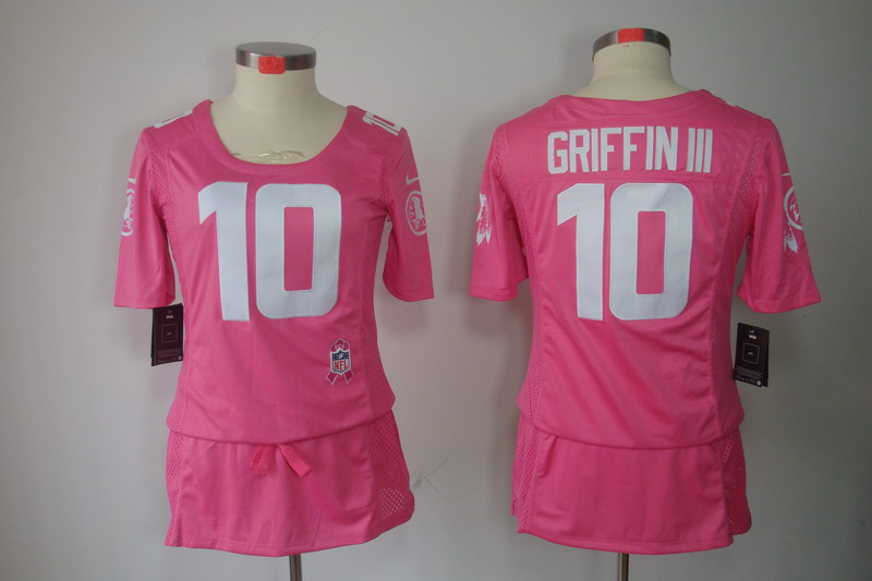 Women Robert Griffin III Jersey, #10 Nike NFL Washington Redskins 2012 Women's Nike breast Cancer Awareness pink Jersey