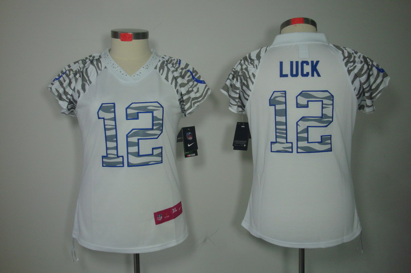 Nike Indianapolis Colts #12 Andrew Luck Womens Zebra Field Flirt Fashion Jersey