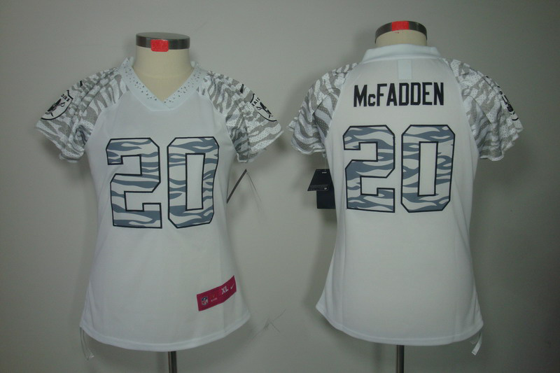 Nike Oakland Raiders #20 Darren McFadden Womens Zebra Field Flirt Fashion Jersey