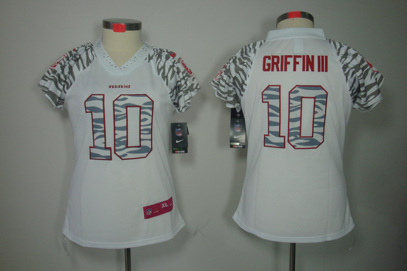 Nike Washington Redskins #10 Robert Griffin III Womens Zebra Field Flirt Fashion Jersey