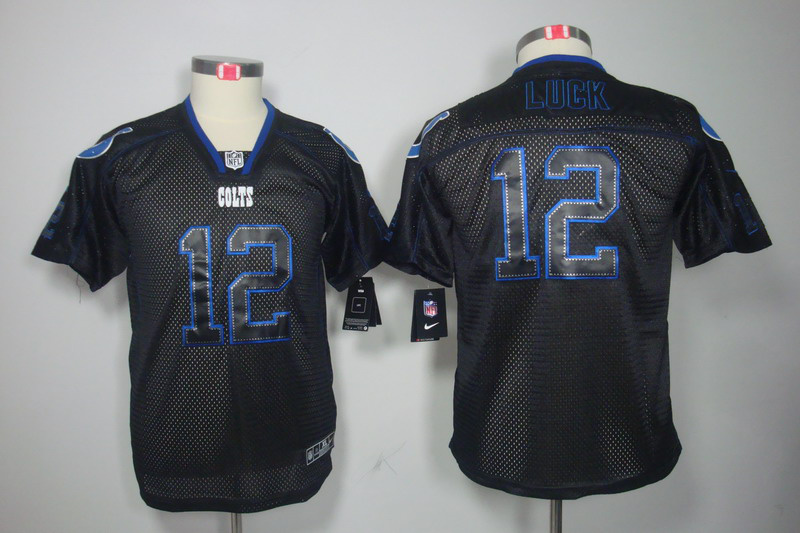 Youth Nike Indianapolis Colts #12 Luck Lights Out Black Elite Jersey