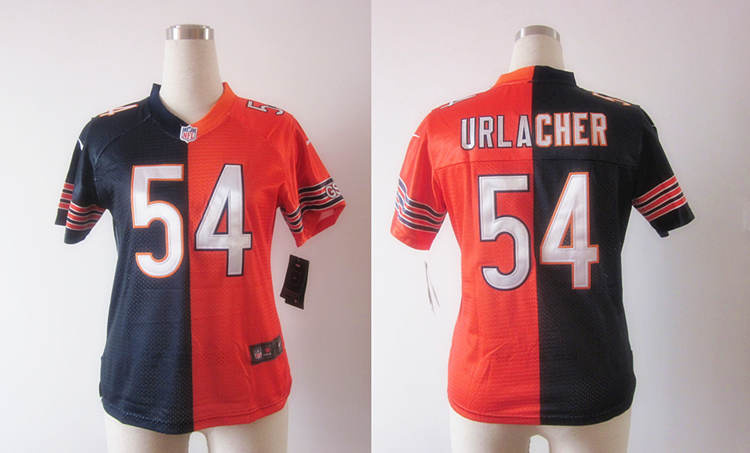 2012 Nike Women Split Elite jerseys Chicago Bears #54 Brian Urlacher blue and orange