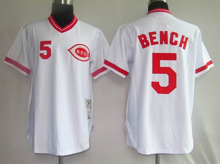 white Bench MLB Cincinnati Reds #5 Jersey