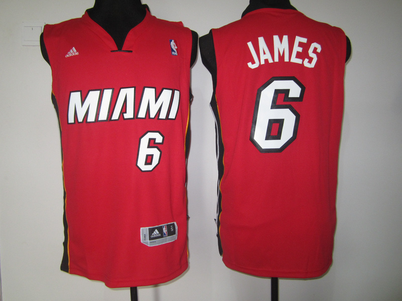 NBA Revolution 30 Swingman #6 Red LeBron James Miami Heat jersey