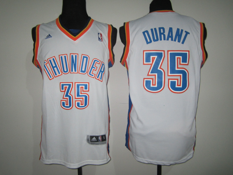 Thunder #35 Kevin Durant Home white Swingman Revolution 30 NBA Jersey