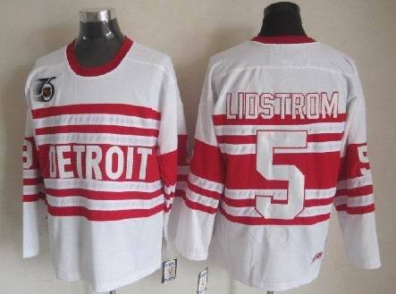 NHL Detroit Red Wings Nicklas Lidstrom #5 White Jersey
