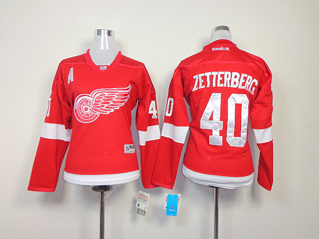 NHL Detroit Red Wings #40 Henrik Zetterberg Red Women Jersey