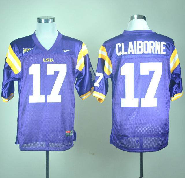 NCAA Football LSU Tigers# 17 Morris Claiborne Purple Jersey