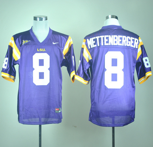 NCAA LSU Tigers#8 Mettenberger purple jersey