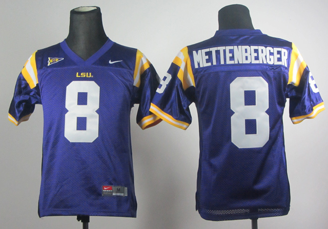 NCAA LSU Tigers#8 Mettenberger Purple jersey