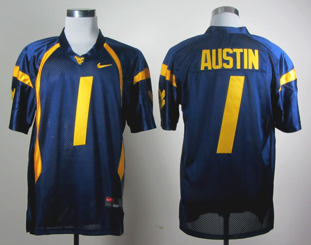 NCAA Nike West Virginia #1 Austin blue jersey