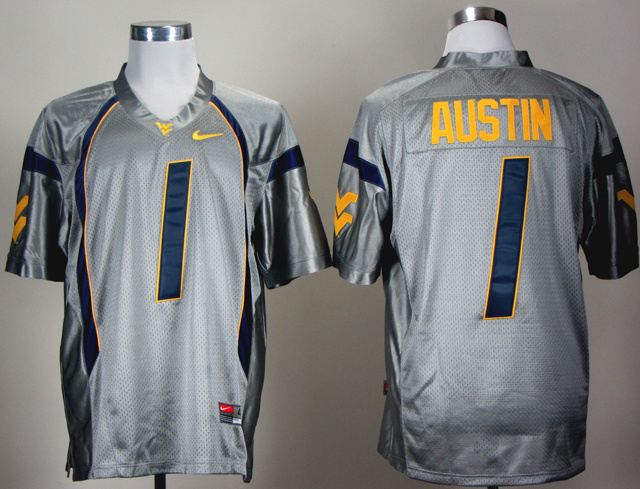 NCAA Nike West Virginia #1 Austin grey jersey