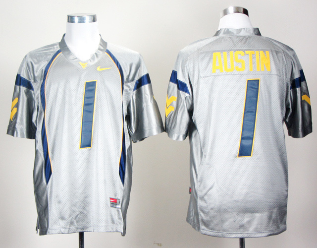 NCAA Nike West Virginia #1 Austin light grey jersey