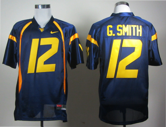 NCAA Nike West Virginia#12 G.Smith blue jersey