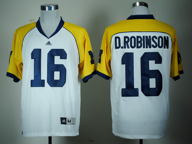 NCAA Michigan Wolverines #16 ROBINSON white and yellow jersey