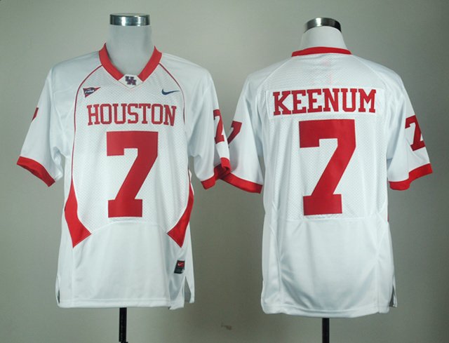 NCAA Football Houston Cougars #7 Case Keenum White Jersey