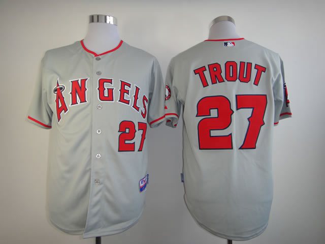 MLB Los Angeles Angels #27 Mike Trout grey jersey