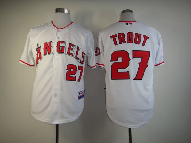 MLB  Los Angeles Angels #27 Mike Trout white jersey