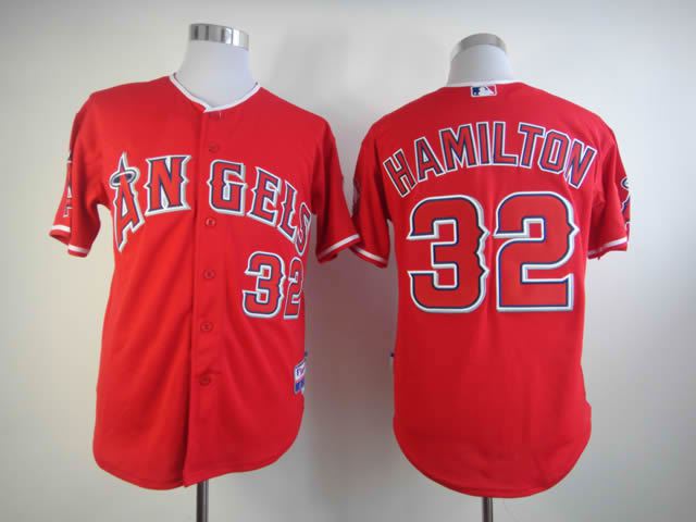 MLB  Los Angeles Angels #32 Hamilton red jersey