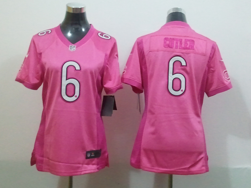 Women Nike Loving Chicago Bears #6 Jay Cutler Pink Jersey