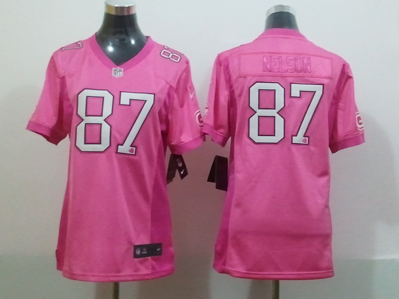 Women Nike Loving Bay Packers #87 Nelson Pink Jersey