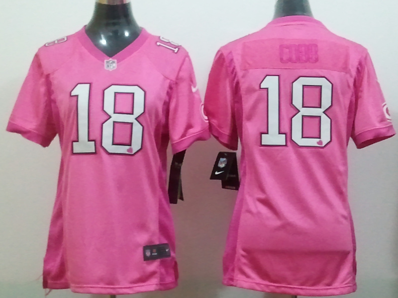 Women Nike Loving Green Bay Packers #18 Cobb Pink Jersey