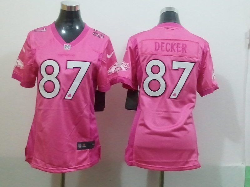 Nike Loving Denver Broncos 87 Decker  Authentic women pink Jerseys