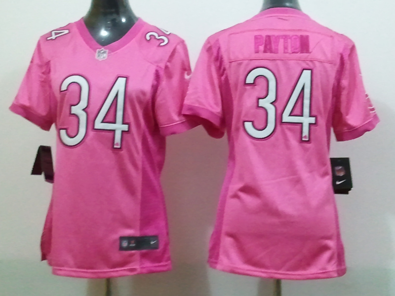 Women Nike Loving Chicago Bears #34 Walter Payton Pink Jersey