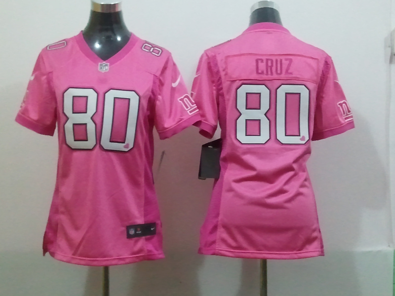 Women Nike Loving New York Giants #80 Cruz Pink Jersey