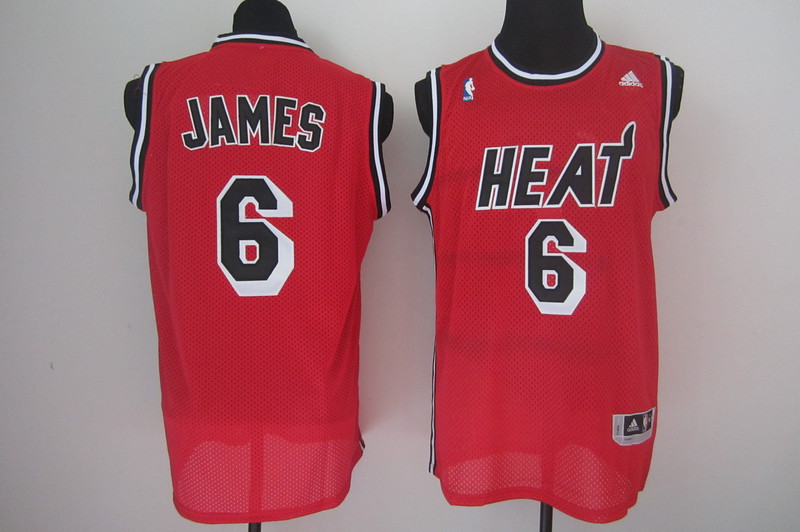 adidas Miami Heat #6 James throwback red jersey