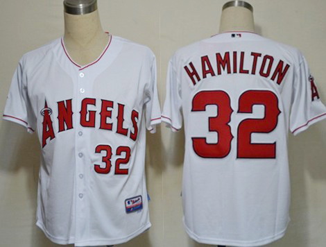 MLB Los Angeles Angels #32 Hamilton Jersey White