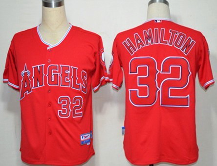MLB Los Angeles Angels #32 Hamilton Jersey Red