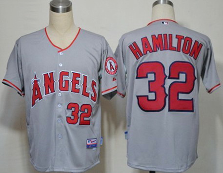 MLB Los Angeles Angels #32 Hamilton Jersey Gray