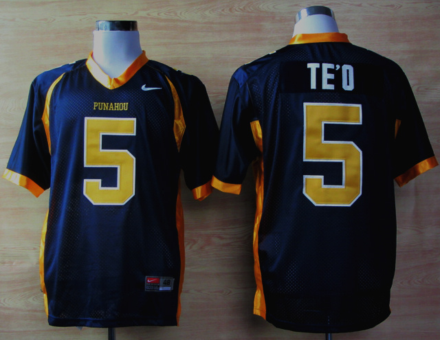 NCAA Punahou #5 Manti TeO blue jersey