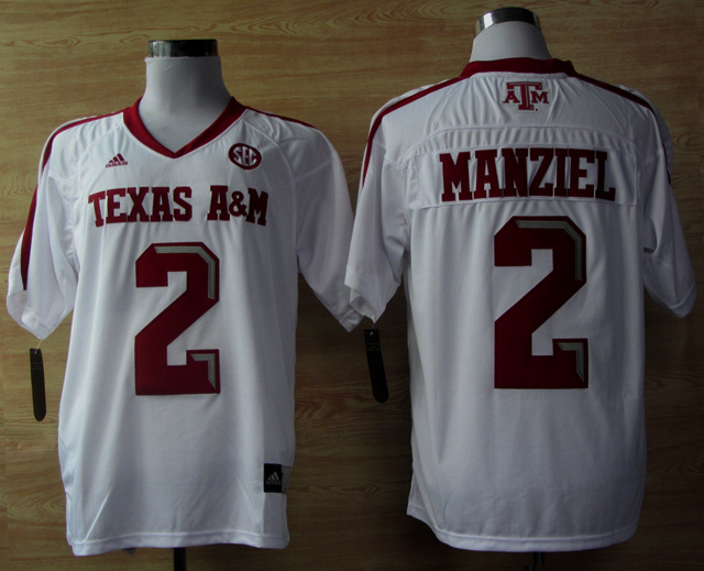 NCAA Texas A&M #2 Johnny Manziel Techfit White jersey