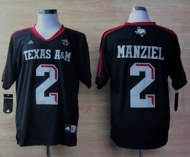 NCAA Texas A&M #2 Johnny Manziel Techfit Black jersey