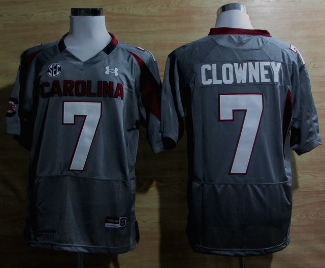 NCAA South Carolina #7 Javedeon Clowney New SEC Patch Grey jersey