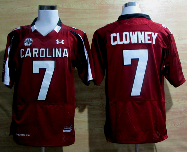 NCAA South Carolina #7 Javedeon Clowney New SEC Patch Red jersey