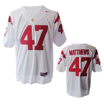 NCAA USC Trojans #47 MATTHEWS white jersey