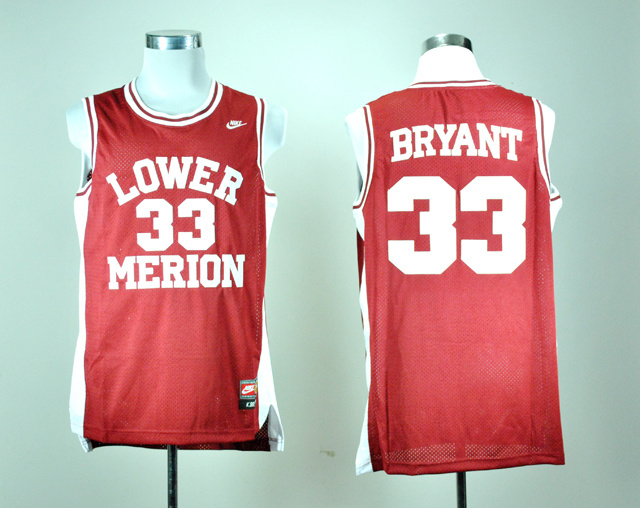 Nike Lower Merion High School Kobe Bryant 33 Red Basketball Throwback Jersey