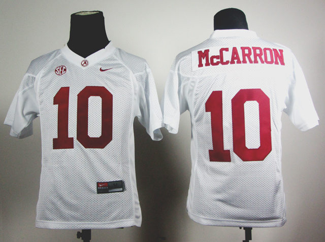 Youth Nike Alabama Crimson Tide AJ McCarron 10 White College Football Jersey